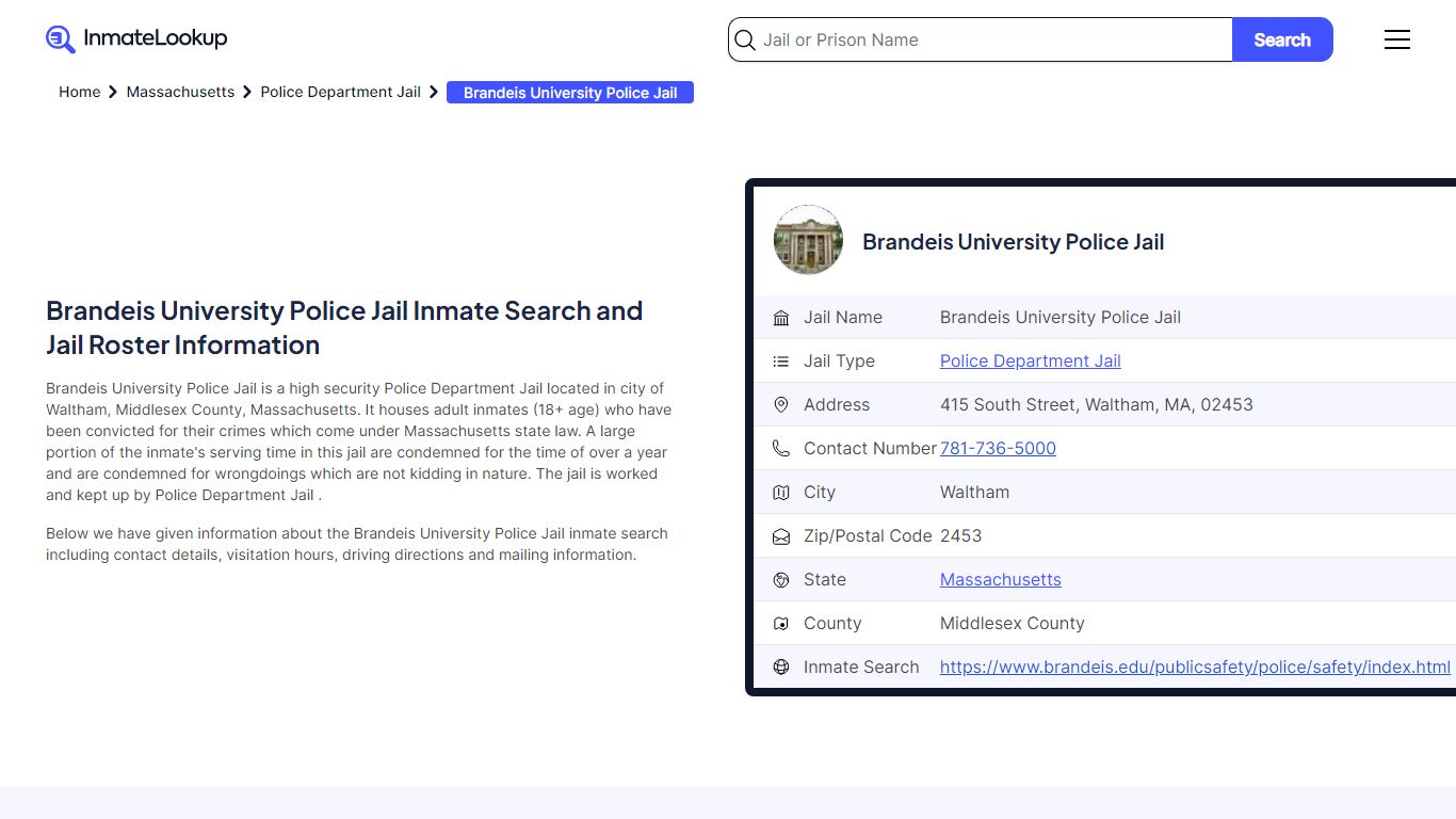 Brandeis University Police Jail Inmate Search, Jail Roster, Bookings ...