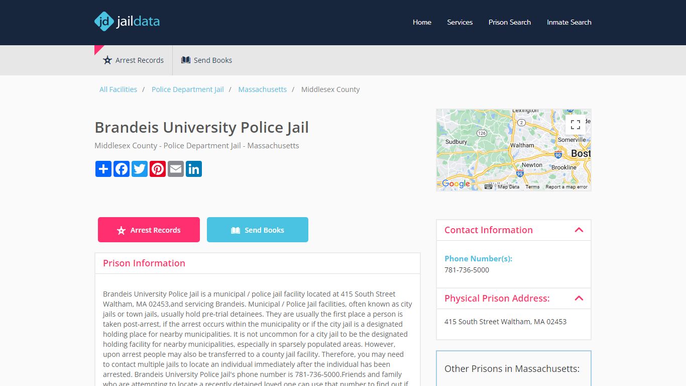 Brandeis University Police Jail Inmate Search and Prisoner Info ...